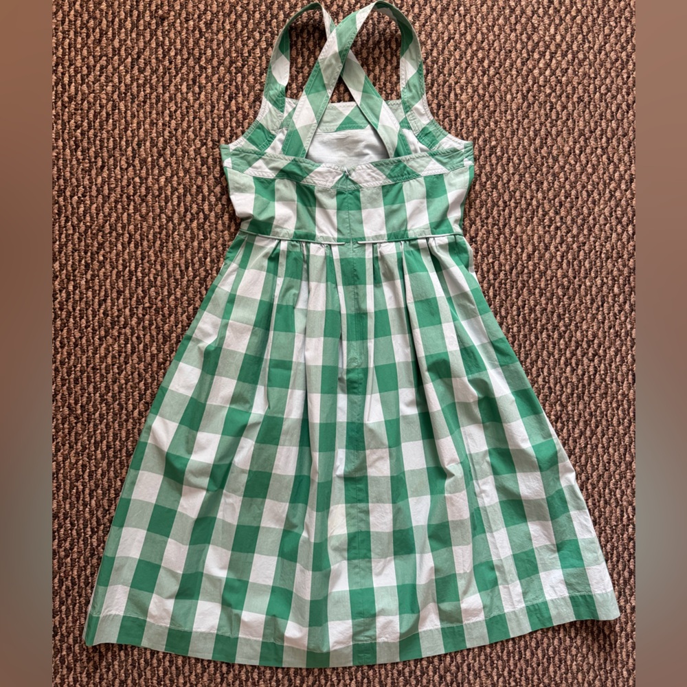 J Crew Women’s Karina Gingham Green and White Checkered Midi Dress Size 4 - Picture 4 of 8